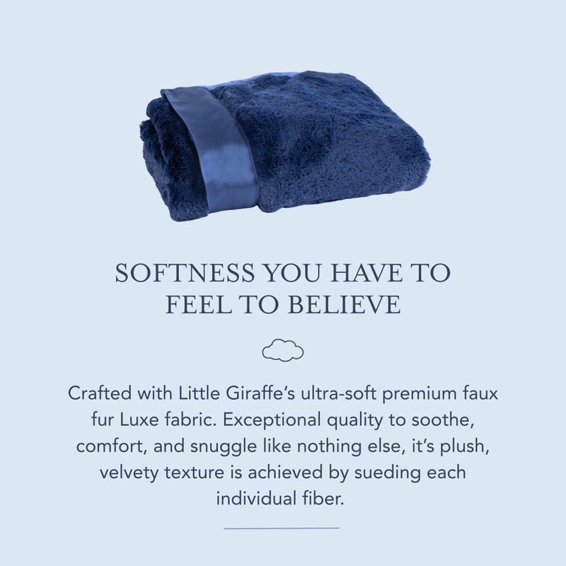 Little Giraffe Luxe Baby Blanket â€“ 29x35â€ Satin Trim, Midnight | Ultra-Soft, Hypoallergenic Stroller & Nursery Blanket | Perfect for Newborns & Toddlers - Image 4